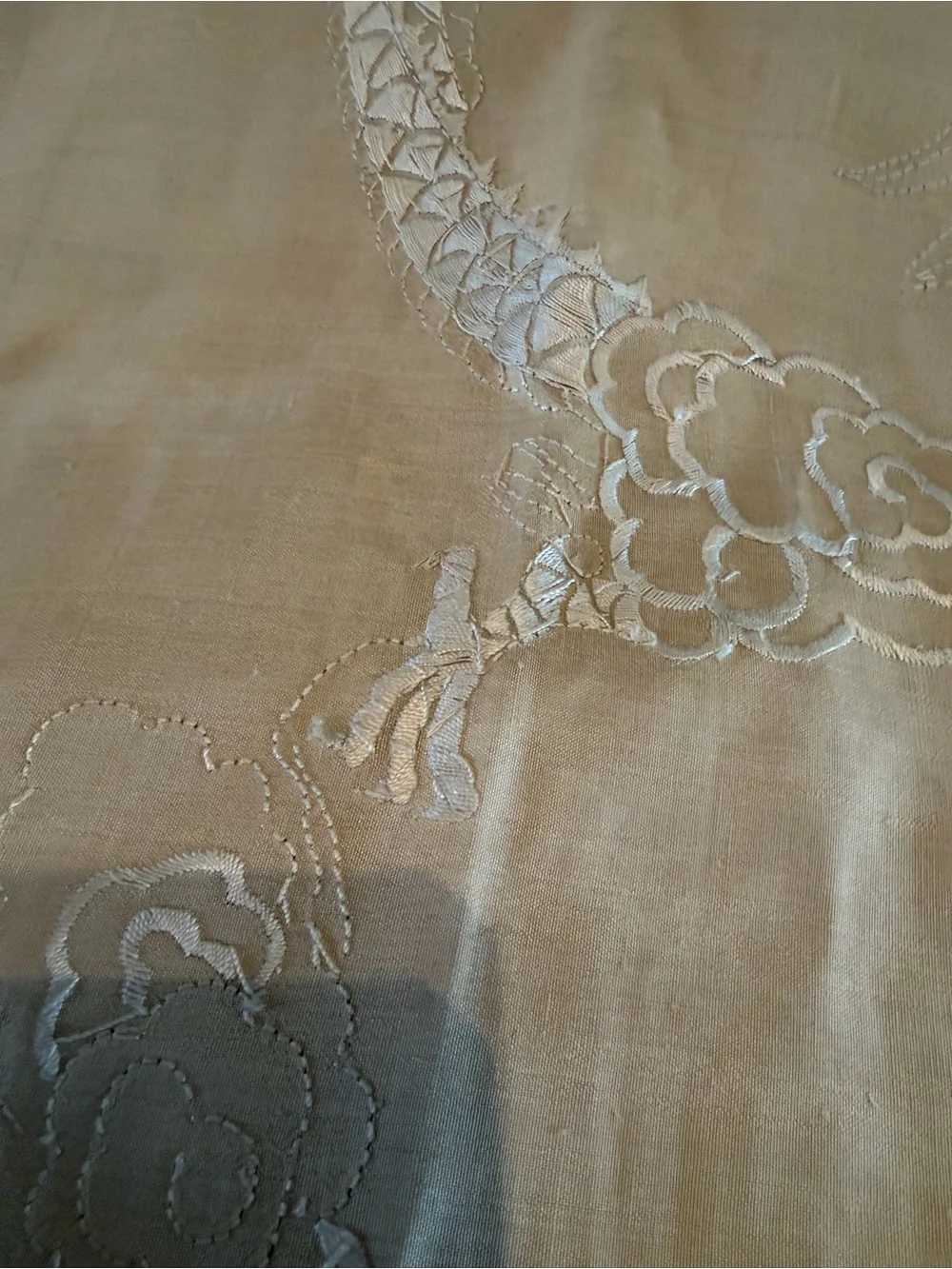 Vintage & Stunning Chinese Embroidered Dragon Tablecloth